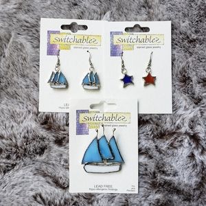 Switchables Sailboat Earrings & Pin, Star Earrings